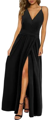 Immagine prodotto di Solidchoice - Abito estivo lungo da donna, con scollo a V e spalline sottili