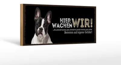 Produktbild von Holzschild Hinweis Hund hier wachen eigene Gefahr, 27 x 10 cm, Holzschilder Tiere Achtung