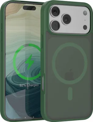 Produktbild von EAZY CASE - Outdoor Case mit MagSafe Funktion kompatibel mit Apple iPhone 17 Pro Max, induktives Laden, stoßfest, Silikonhülle mit Kameraschutz in Dunkelgrün