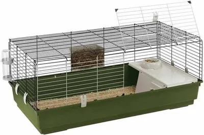 Zdjęcie produktu dla Klatka dla królików z otwieranym frontem, 118 x 58 x 49,5 cm, wraz z akcesoriami