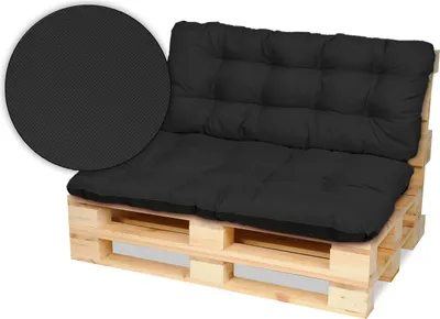 Produktbild von Superkissen24. Palettenkissen Palettenauflagen Sitzkissen - 120x80 cm und Rückenlehne 120x50 cm - Outdoor und Indoor - schwarz