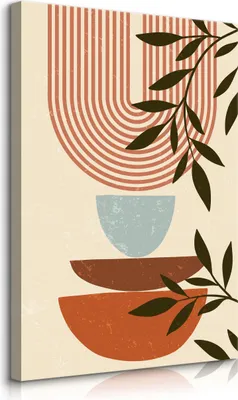 Produktbild von Muralo Leinwandbild Canvas Boho Muster Blätter ABSTRAKTION Wandbild Esszimmer Br. 40cm x Hö. 60cm