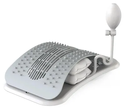 Produktbild von Aufblasbare Rückenstreckhilfe für Lendenwirbelsäule, 4,5–12,9 cm höhenverstellbar, ABS, Akupressur-Massage, manuell, Grau