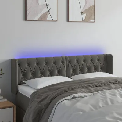 Produktbild von The Living Store LED Kopfteil Dunkelgrau 163x16x78/88 cm Samt