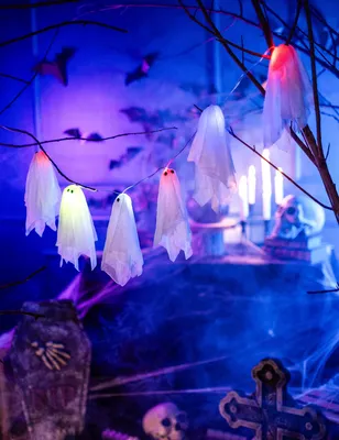 Image de Guirlande d'Halloween avec effet lumineux blanc-multicolore 150cm -