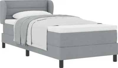 Produktbild von Boxspringbett mit Matratze Hellgrau 90 x 200 cm Stoff