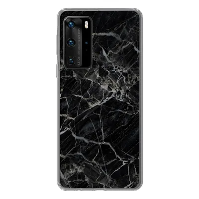 Produktbild von MuchoWow® Handyhülle Schutzhülle Hülle für Huawei P40 Pro Marmor - Schwarz - Weiß Silikon Softcase Handy Hülle - Schutz
