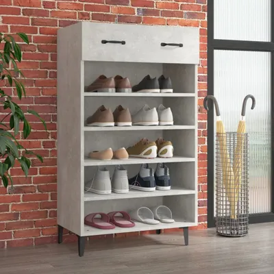Produktbild von The Living Store Schuhschrank Betongrau 60x35x105 cm Holzwerkstoff