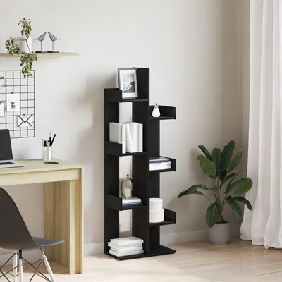 Produktbild von Bücherregal aus schwarzer Eiche 48x25,5x140 cm aus Ingenieurholz, Bücherregale DesignMöbel Neu