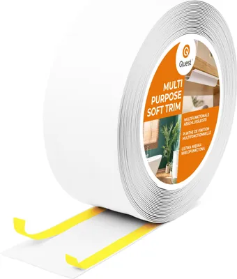 Zdjęcie produktu dla QUEST Listwa wykończeniowa W1 z PCV 6w1 1x95mm, 5m samoprzylepna, maskująca elastyczna listwa podłogowa, ścienna, biały