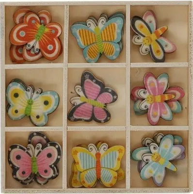 Produktbild von Holzdekorationen in einer Box Mix Muster 27pcs