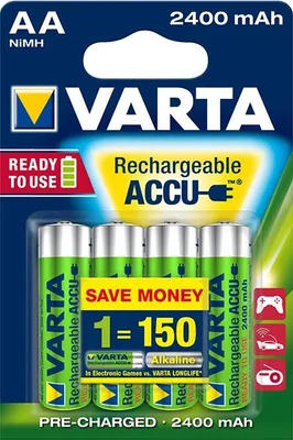 Produktbild von Varta -56756B, Wiederaufladbarer Akku, AA, Nickel-Metallhydrid (NiMH), 1,2 V, 4 Stück(e), 2400 mAh