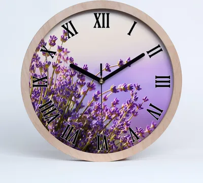 Produktbild von Holzuhr 20fi cm wanduhr - schwarze Spitzen - Lavendel