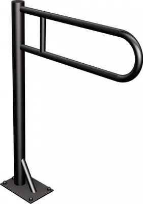 Immagine prodotto di Maniglia di sostegno, senza barriere, nera, impugnatura a U, con supporto a pavimento, maniglia di sicurezza, maniglione, dritto 63 cm, semi-ovale stabile