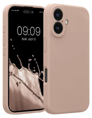 Produktbild von kwmobile Handyhülle für Apple iPhone 16 Hülle - gummierte Handy Silikon Case für iPhone 16 - Schutzhülle Cover - Altrosa