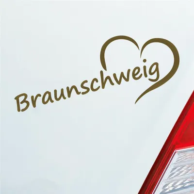 Produktbild von Auto Aufkleber Braunschweig Herz Stadt City Liebe Love 19,5x8 cm Gold Sticker Heckscheibenaufkleber
