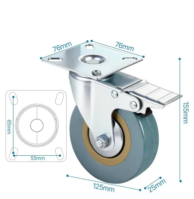 Produktbild von Möbelrollen 4er Set - Lenkrollen für Möbel und Wagen - Mit Feststeller - Leise Laufrollen - 360° drehbar - 125 mm