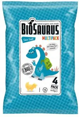 Produktbild von Biosaurus Maischips mit Meersalz 4x15g