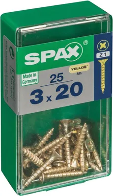Immagine prodotto di SPAX 4081020300201, Vite, Acciaio, Zinco, Legno, Testa piatta, Croce, Giallo