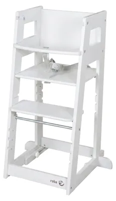 Produktbild von roba Lernturm Sit & Step 2in1 - Montessori Küchenhelfer aus Holz mit Hochstuhl-Funktion - Bis 80 kg belastbar & 3-fach höhenverstellbar - Weiß, KI-generiertes Bild