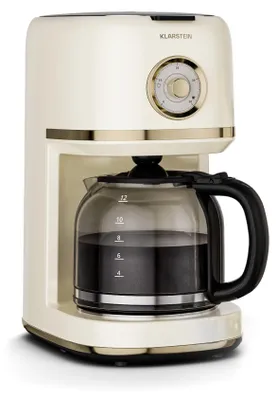 Zdjęcie produktu dla Klarstein Victoria Ekspres do kawy – Ekspres do kawy w stylu retro, 1,5 L na maksymalnie 12 filiżanek, funkcja podtrzymywania ciepła, system antykapliwy, automatyczne wyłączanie