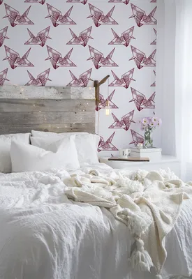 Produktbild von Coloray Fototapete 208x146 cm Latextapete Magicstick - Subtiler Origami-Vogel-GeometrieMaroon