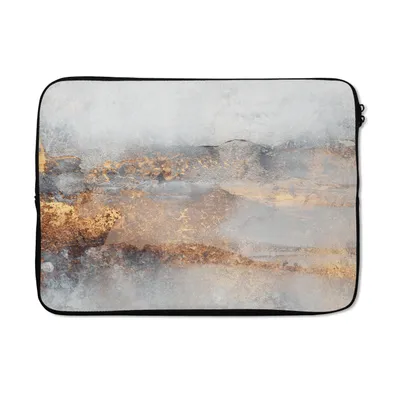 Produktbild von MuchoWow® Laptop Hülle 13 Zoll Nebel - Gold - Abstrakt Laptoptasche - Laptophülle - Sleeve - Rundumschutz