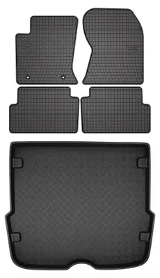 Productafbeelding van Rubberen automatten + kofferbakmat voor Ford Focus MK1 1998-2005 (stationwagen) – 5-delig, zwart, op maat – Wielganizator SolidPRO