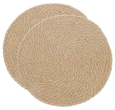 Geflochtene Jute-Tischsets, 2 Stück, Ø 24 cm, rund, natur