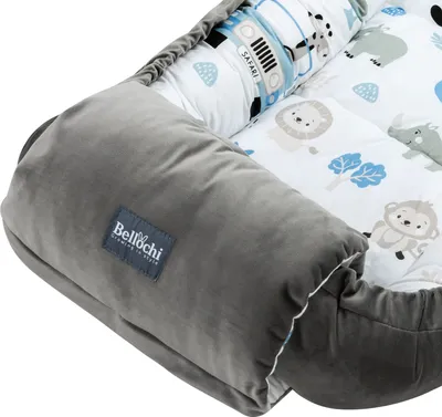 Zdjęcie produktu dla Bellochi Babyest z poduszką na ramię - Bawełna dla niemowląt - Bawełna i aksamit - Certyfikat Eco-Tex - Safari