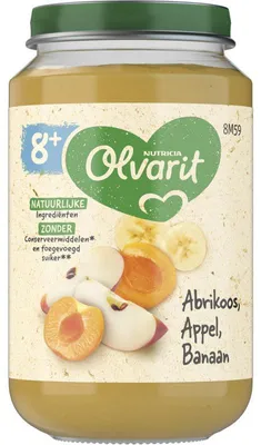 Zdjęcie produktu dla Olvarit baby owsianka Abrikoos jabłko banan 8 miesięcy+ 200g, bez dodatku cukru