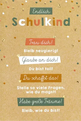 Produktbild von Schulanfang Karte mit Umschlag, unverpackt, Endlich Schulkind Besten Wünsche