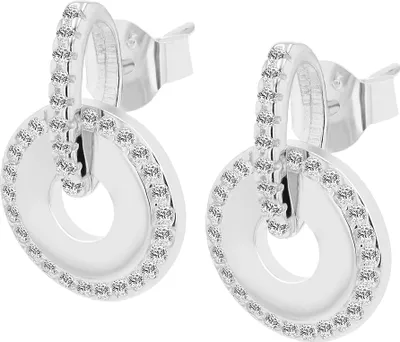 Produktbild von Echt Silber Ohrstecker mit Anhänger "Jiana"mit Zirkoniabesatz, vergoldet oder rhodiniert