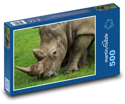 Produktbild von Puzzle 500 Nashorn beim Grasen - martinpuzzle