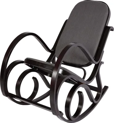 Produktbild von Schaukelstuhl M41, Schwingsessel Fernsehsessel, Massiv-Holz  Walnuss-Optik, Stoff/Textil anthrazit-grau