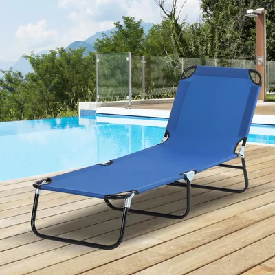 Produktbild von Sonnenliege klappbar Blau Oxford-Polyester Stahlrahmen, Gartenliege Strandliege, 5-fach verstellbar, schnelltrocknend | 188x56 cm | 120 kg | 4,6 kg