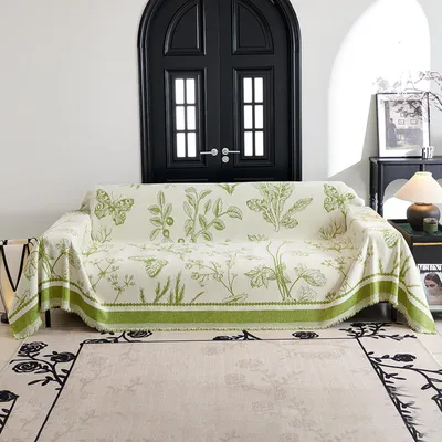 Zdjęcie produktu dla Pled ciepłowy z frędzlami, 180 x 280 cm, wzór jacquardowy, idealny do sofy i fotela