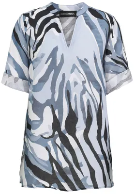Produktbild von Leinen-Bluse mit Animalprint, 3/4-Arm, hochkrempelbaren Ärmeln und Rückenpasse