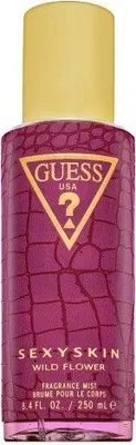 A close-up studio shot of a bottle of Guess Sexy Skin Wild Flower fragrance mist.