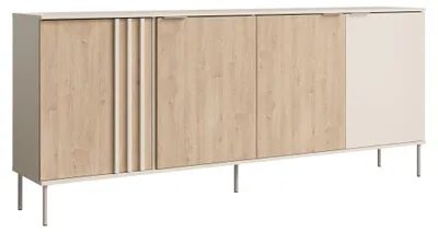 Produktbild von Kondela Viertürige Kommode Rimina 4D - Kaschmir / Eiche Artisan
