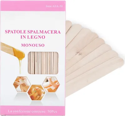 Produktbild von 50 Teile/schachtel Einweg Holz Epilation Enthaarung Wachs Applikator Stick Spachtel Haar Entfernung Werkzeug