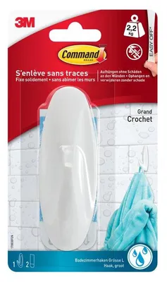 Immagine prodotto di Command 17083BFGN 3M Command gancio di design per bagno, plastica, dimensione: L, bianco