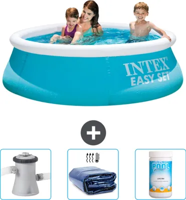 Produktbild von Intex runder aufblasbarer Easy Set-Pool – 183 x 51 cm – Blau – im Lieferumfang enthalten Filterpumpe für Schwimmbad - Sonnensegel - Chlor