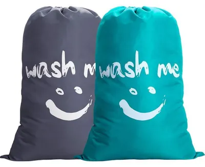Image de Sac à linge de voyage, lot de 2, grande capacité, pliable, 120 litres, 66 x 92 cm, gris/bleu, tissu 420D