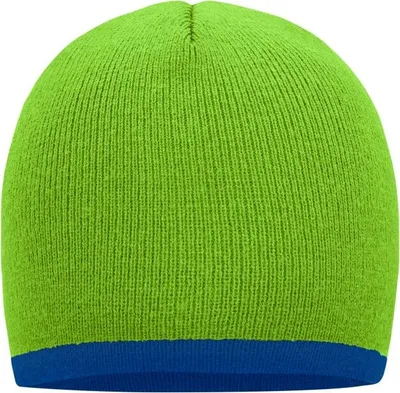 Produktbild von Enganliegende Strickmütze ohne Umschlag lime-green/royal, Gr. one size