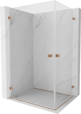 Image de Cabine de douche pivotante Mexen Lunar-B Duo 100 x 80 cm, transparent, cuivre brossé - 832-100L-080P-65-00