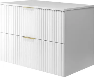 Zdjęcie produktu dla Szafka podumywalkowa, biały mat, 80 x 57 x 46 cm, srebrny uchwyt + blat