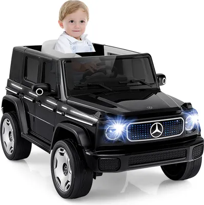 Produktbild von DREAMADE Elektrisches Auto für Kinder mit 2,4G Fernbedienung, 12V batteriebetriebenes Kidnerauto mit sanftem Start, Lichter/Musik/USB, Schwarz