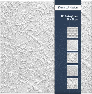 Produktbild von Deckenplatten aus Styropor EPS -  Deckenpaneele leicht & robust im modernen Design - (24QM Sparpaket PARIS2 WEISS 50x50cm) Deckenplatte Verkleidung