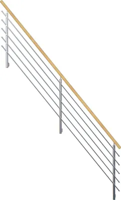 Produktbild von Treppengeländer Modell Korfu (Fichte) gerade-Design Geländer Edelstahl-wahlweise rechts/links montierbar (Holz)